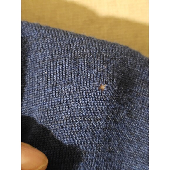 Nordstrom Merino Wool Henley Sweater 1/4 Zip  Mens XL Blue Preppy Small Flaw - Picture 4 of 10